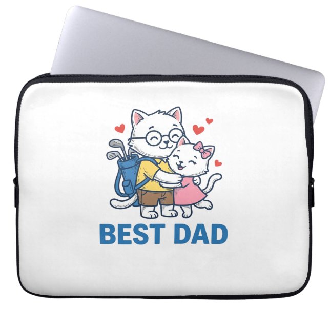 Bästa pappa golf katt kram söt vektor design_1 laptop fodral (Framsidan)