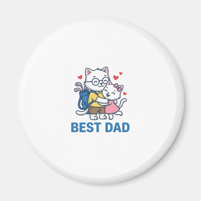 Bästa pappa golf katt kram söt vektor design_1 magnet (Framsidan)