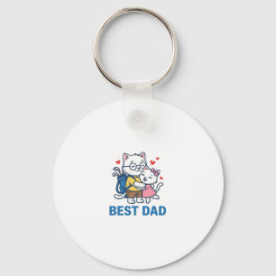 Bästa Pappa Golf Katt Kram Söt Vektor Design_1 Nyckelring
