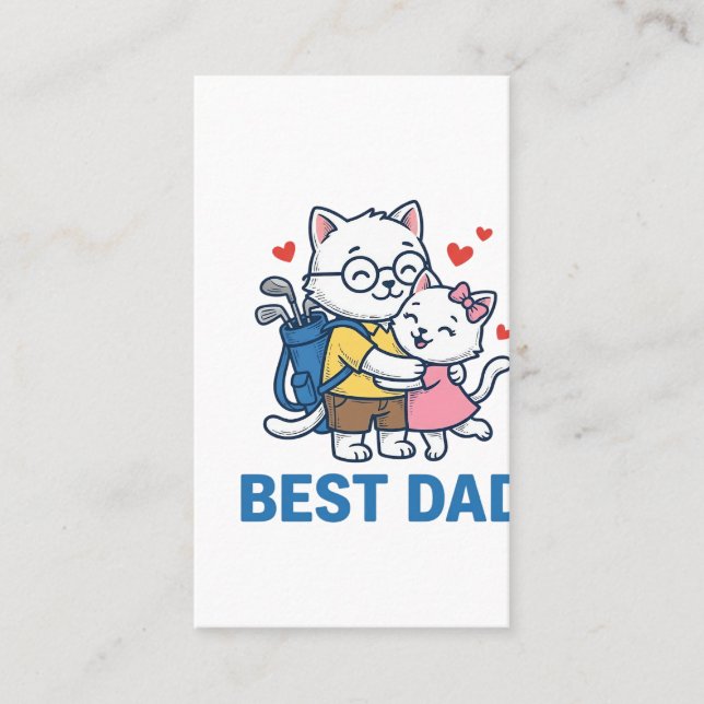 Bästa pappa golf katt kram söt vektor design_1 visitkort (Framsida)