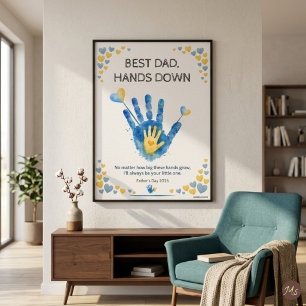 BÄSTA PAPPA HAND NERÅT Vattenfärgsfamilj Handavtry Poster