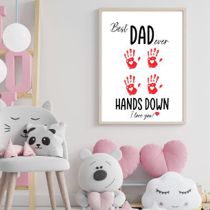 Bästa Pappa-Händer - nedtryckt handavtrycksbild Poster