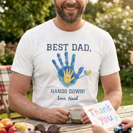 Bästa pappa hands down blå gul akvarelldesign t shirt