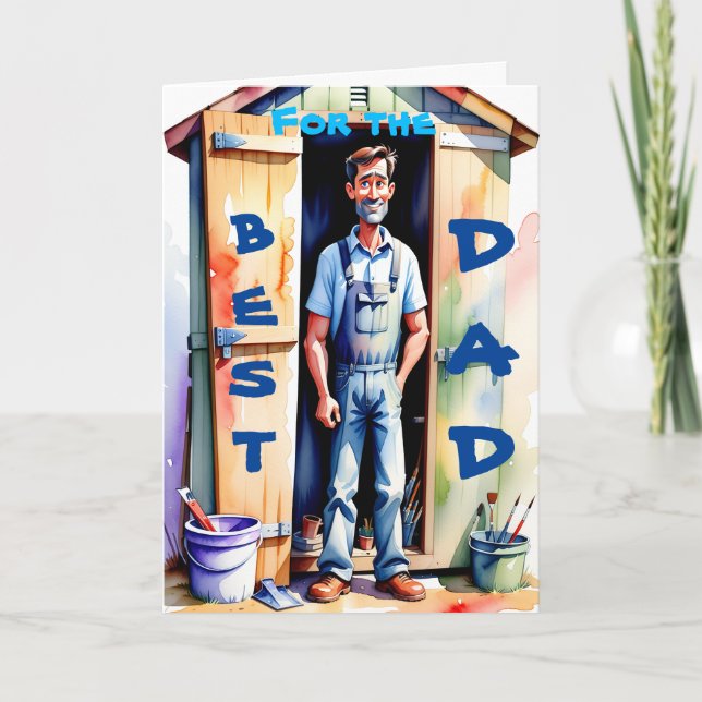Bästa pappa Handyman verktygsbod Glad födelsedag Kort (Framsida)