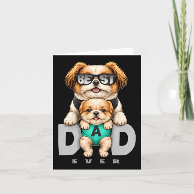 Bästa pappa hund rolig fadersdagspresent söt valp kort (Framsida)