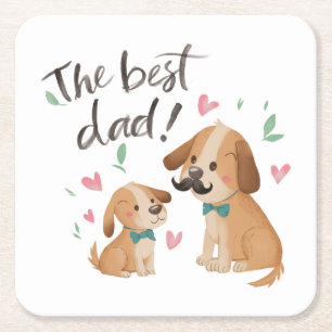Bästa Pappa Hund Underlägg Papper Kvadrat