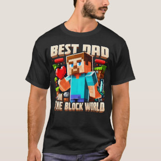 Bästa pappa i blockvärlden pixelspelande far t shirt
