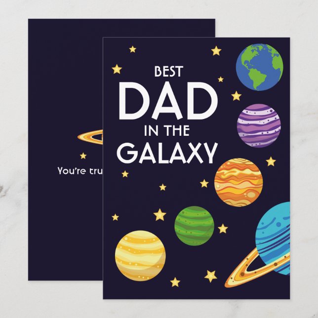 Bästa pappa i galaxen Fars dag Rymden Planeter Julkort (Fram/baksida)
