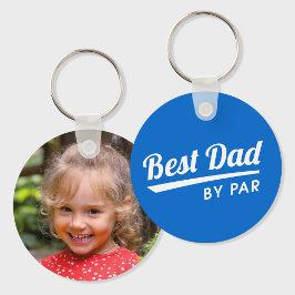 Bästa pappa i par - Personlig foto - Blå golf Nyckelring