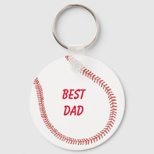 Bästa Pappa i Red Baseball Design-målningskedjor Nyckelring