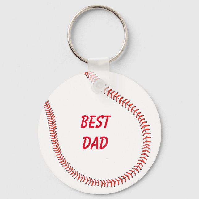 Bästa Pappa i Red Baseball Design-målningskedjor Nyckelring (Framsida)