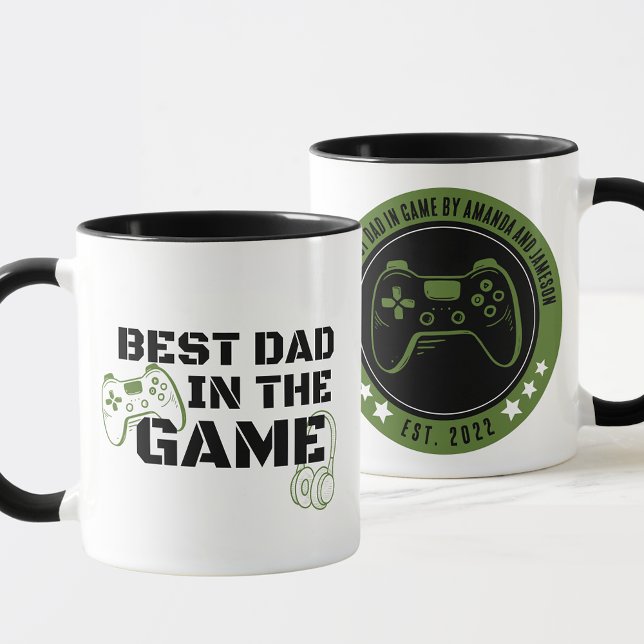 Bästa Pappa i spelet i Personlig mugg (Best in the Game Personalized Gift Mug for Gaming Dads and Step Dads)