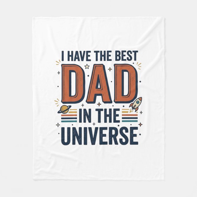 Bästa pappa i universum rymdvektordesign_1 fleecefilt (Framsidan)