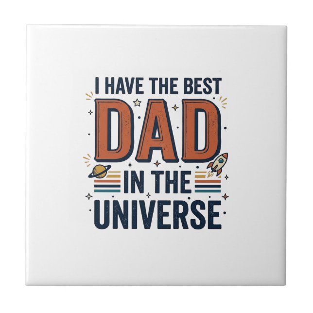 Bästa pappa i universum rymdvektordesign_1 kakelplatta (Framsidan)