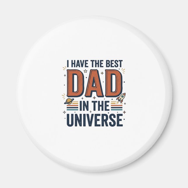 Bästa pappa i universum rymdvektordesign_1 magnet (Framsidan)