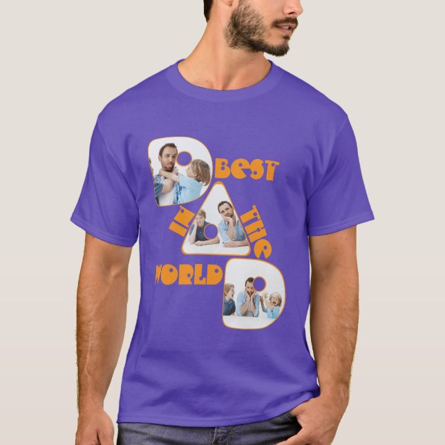 BÄSTA PAPPA I VÄRLDEN, 3 bilder collage orange, T Shirt (Framsida)