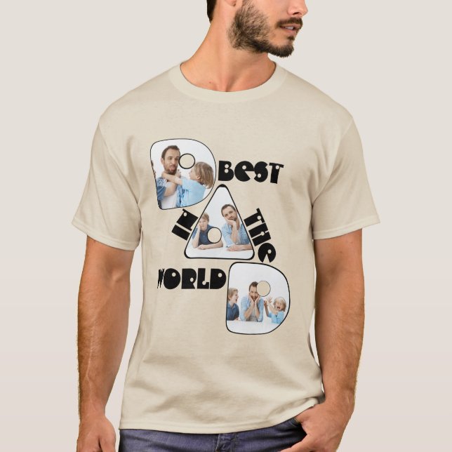 BÄSTA PAPPA I VÄRLDEN, 3 bilder collage T-Shirt (Framsida)
