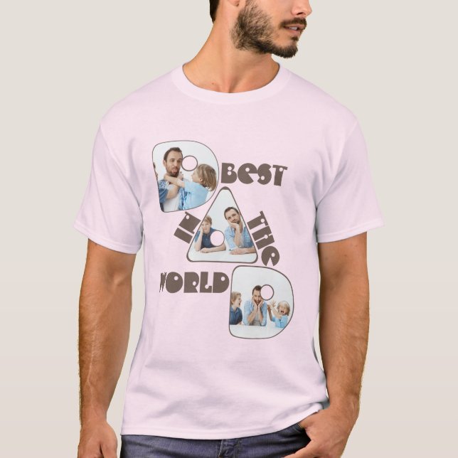 BÄSTA PAPPA I VÄRLDEN, 3 bilder collage, tallkotte T Shirt (Framsida)
