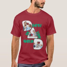 BÄSTA PAPPA I VÄRLDEN, 3 bilder kollage, grön T Shirt