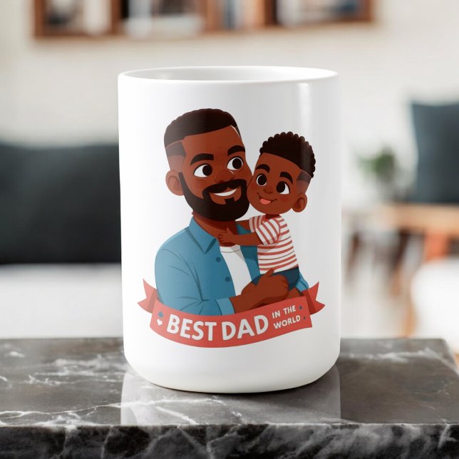 Bästa pappa i världen - afroamerikansk familj kaffemugg (Skapare uppladdad)