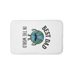 Bästa pappa i världen Earth Mustache Shirt Design_ Badrumsmatta