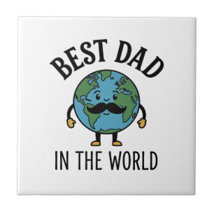 Bästa pappa i världen Earth Mustache Shirt Design_ Kakelplatta