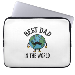Bästa pappa i världen Earth Mustache Shirt Design_ Laptop Fodral