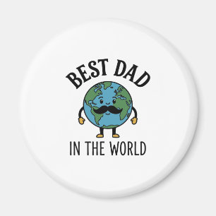 Bästa pappa i världen Earth Mustache Shirt Design_ Magnet