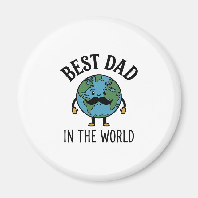 Bästa pappa i världen Earth Mustache Shirt Design_ Magnet (Framsidan)