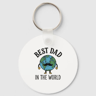 Bästa pappa i världen Earth Mustache Shirt Design_ Nyckelring