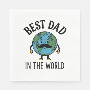 Bästa pappa i världen Earth Mustache Shirt Design_ Pappersservett