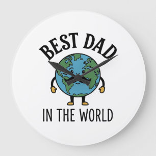 Bästa pappa i världen Earth Mustache Shirt Design_ Stor Klocka