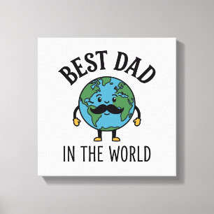 Bästa pappa i världen Earth Mustache T-shirt desig Canvastryck