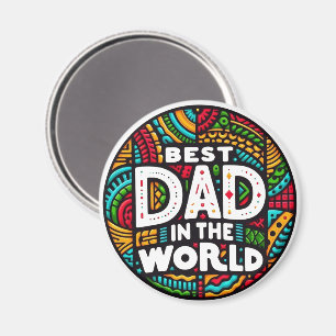 Bästa pappa i världen - Levande regnbågsmosaik Magnet