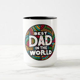 Bästa pappa i världen - Levande regnbågsmosaik Mugg