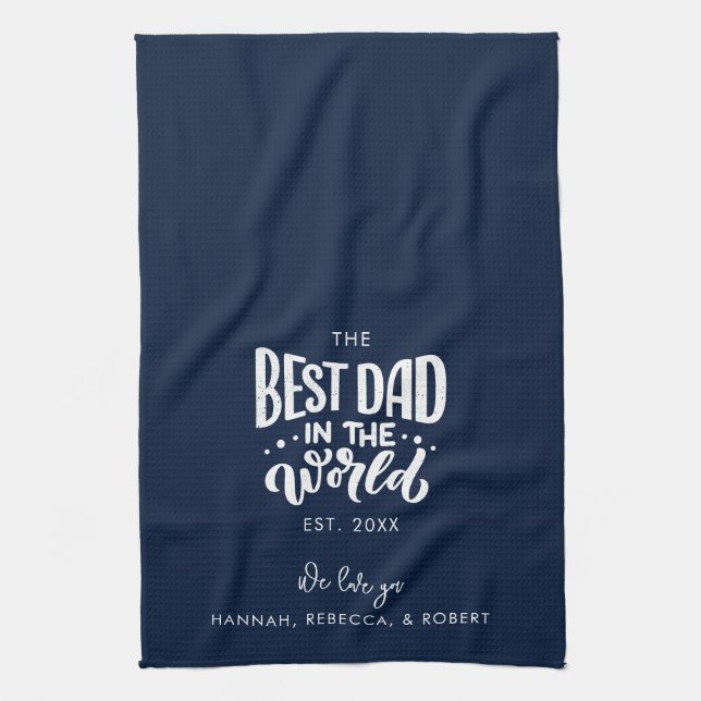 Bästa pappa i världen Personlig fadersdag Kökshandduk (Vertikal)