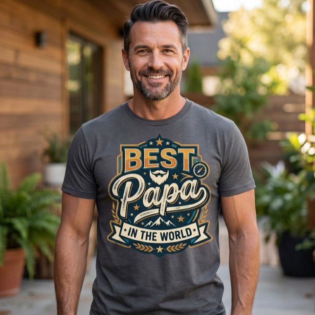 Bästa Pappa I Världen T-Shirt - Modernt Berg  (Skapare uppladdad)