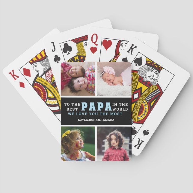 Bästa Pappa i världens 4 fotokollage Casinokort (Baksidan)