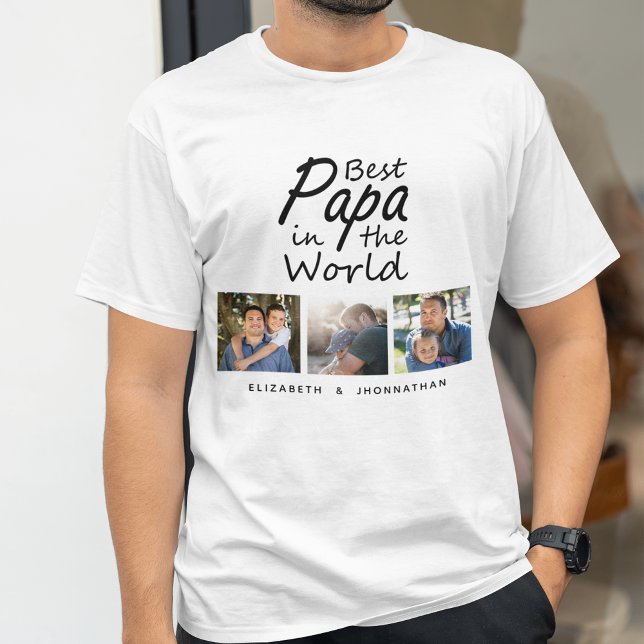 Bästa Pappa i World Modern Far Photo Collage T Shirt (Skapare uppladdad)