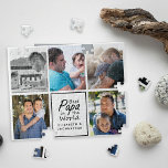 Bästa Pappa i World Photo Collage Fars dag Pussel<br><div class="desc">Fira pappa med "Best Pappa in the World Photo Collage Fars dag Jigszle Puzzle"! Det här unika pusslet har ett svart skript med typografin "Bästa Pappa i världen" runt en slimmad svart ruta ram. Anpassa den med dina barns namn i fet svart text under citatet och anpassa den med upp...</div>