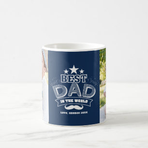 Bästa Pappa i World Two Photo Blue Fars dag Kaffemugg