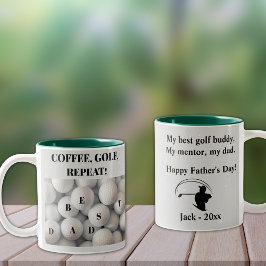 Bästa Pappa. Kaffe, golf, repetera. Två-Tonad Mugg