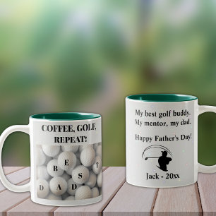 Bästa Pappa. Kaffe, golf, repetera. Två-Tonad Mugg