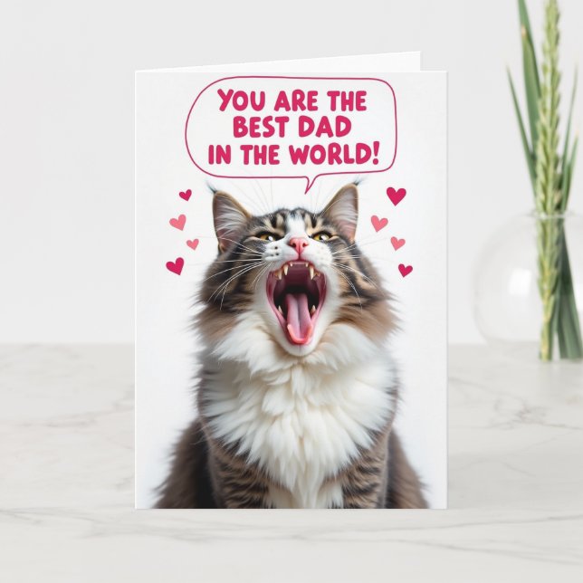 Bästa Pappa Katt Konstkort Kort (Framsida)