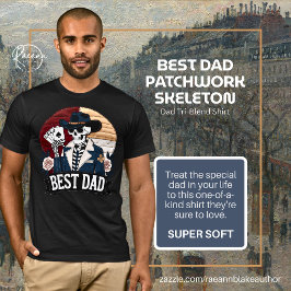 Bästa Pappa Lapptäcke Skelett Tri-Blend Tröja