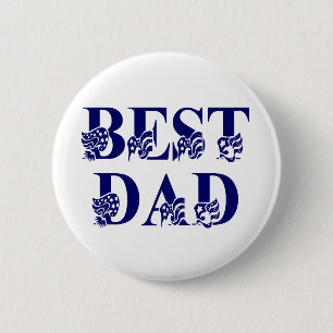 Bästa Pappa med Flaggor Blue Text Knapp