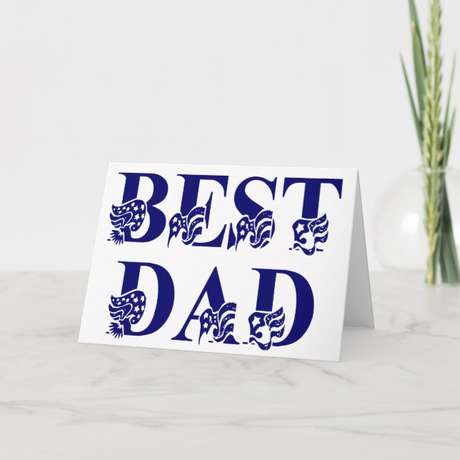 Bästa Pappa med Flaggor Blue Text Kort (Framsida)