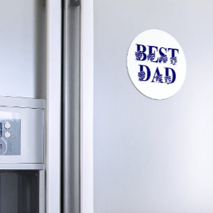 Bästa Pappa med Flaggor Blue Text Magnet