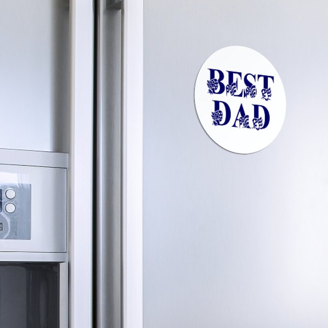 Bästa Pappa med Flaggor Blue Text Magnet (Skapare uppladdad)