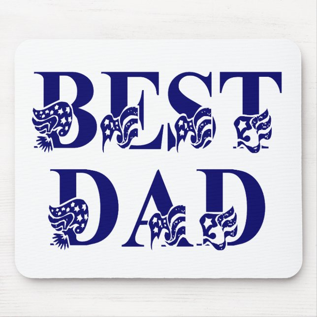 Bästa Pappa med Flaggor Blue Text Musmatta (Framsidan)
